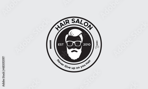 Hair Salon Logo, Logo design barber shop, Salon logo design, Black and white