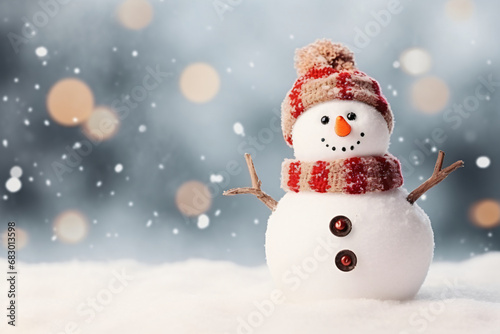 Snowman Christmas card template mockup © HY