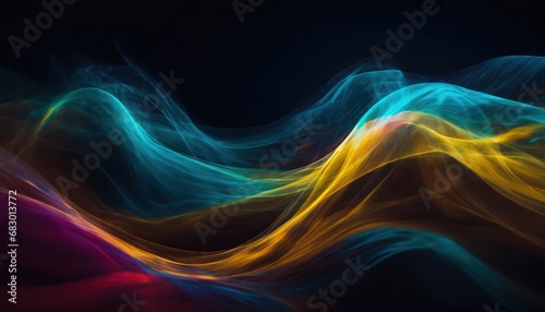 Abstract colorful waves on a dark background