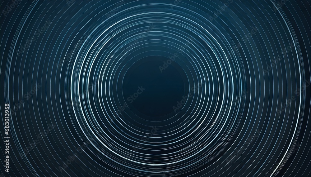 Obraz premium Abstract glowing circle lines on dark blue background. Geometric stripe line art design. Modern shiny blue lines