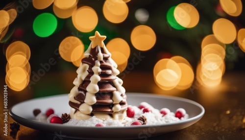 Christmas tree ice cream. Winter holiday concept..