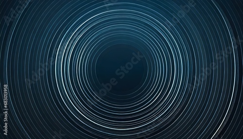 Abstract glowing circle lines on dark blue background. Geometric stripe line art design. Modern shiny blue lines