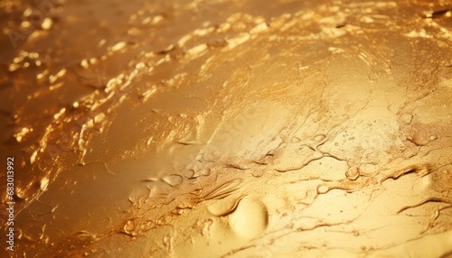 golden impasto: thic surface  detailed close-up of gilded textures photo