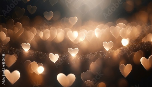 Abstract texture of bokeh heart shaped light. Love Valentine day concept. Sparkling light background photo