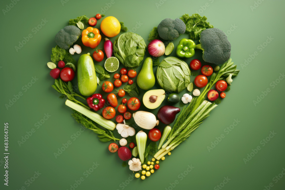vegetables and fruits in the form of a heart. food for Valentine's Day. vegan food. The 14th of February. vegetables and fruits in the form of a heart. food for Valentine's Day. vegan food. The 14th of February.