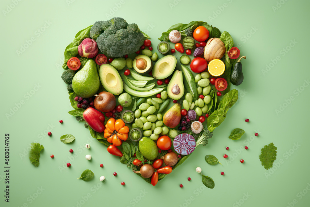 vegetables and fruits in the form of a heart. food for Valentine's Day. vegan food. The 14th of February. vegetables and fruits in the form of a heart. food for Valentine's Day. vegan food. The 14th of February.