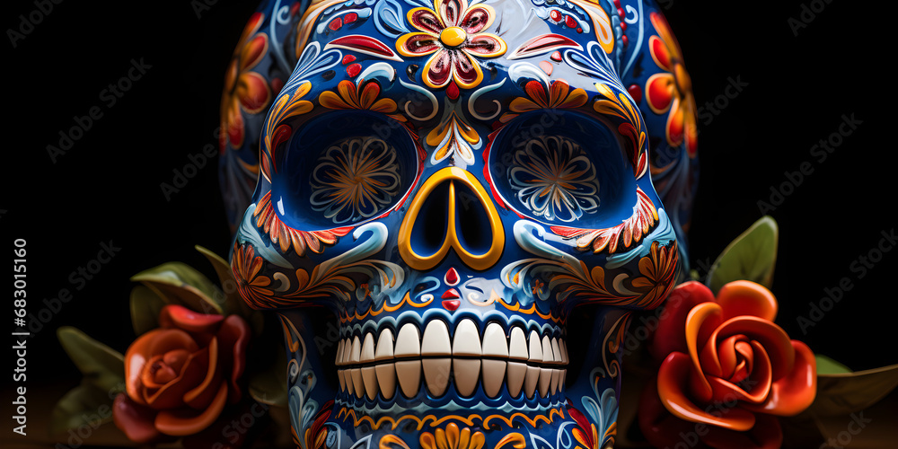 traditional skull for dia de muertos, the day of the dead, traditional skull for dia de muertos, the day of the dead,