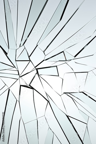 bright shattered glass texture - white background - abstract pattern photo