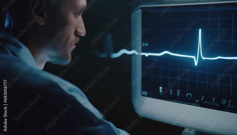 Electrocardiogram, EKG, heart rate monitor showing a specific illness Electrocardiogram, EKG, heart rate monitor showing a specific illness