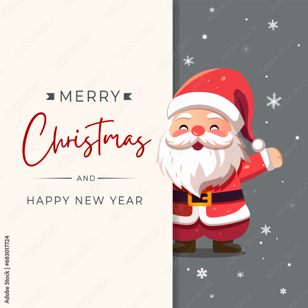 Christmas frame, poster with Santa Claus. New year Merry Christmas design. Winter card with Santa. Christmas frame, poster with Santa Claus. New year Merry Christmas design. Winter card with Santa.