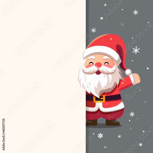 Christmas frame, poster with Santa Claus. New year Merry Christmas design. Winter card with Santa. © Hanna ArtLab