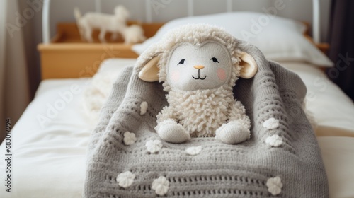knitted baby blanket with a cute animal design