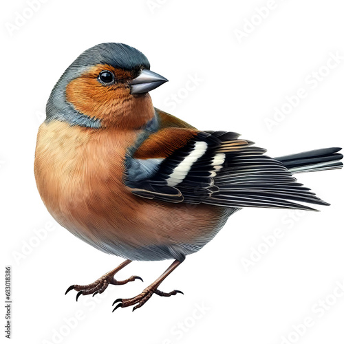 A Eurasian chaffinch standing on a flat surface isolated on a transparent background photo