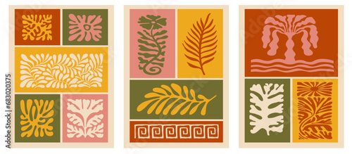 Vector logo and print design templates, summer palms, tropical hand drawn illustrations,  palm trees boho elements, vertical covers and banners
