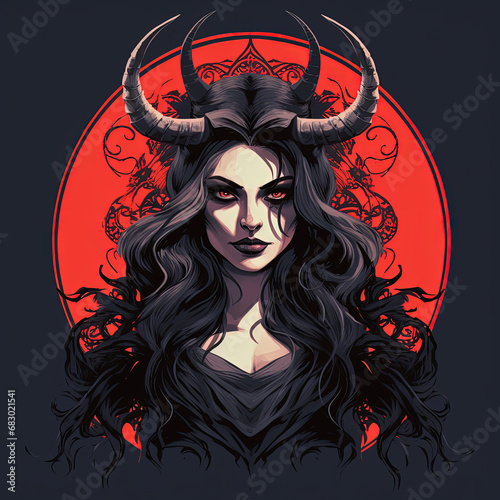 Demon girl. Tattoo. Generative AI