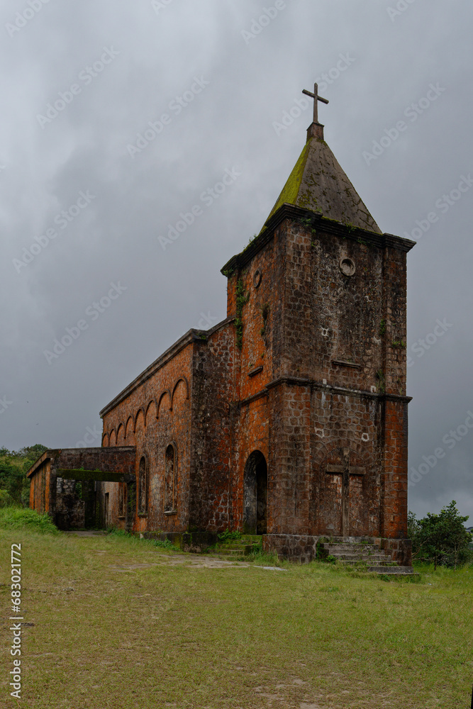 The Church of Mount Bokor at the Bokor National Park in Kampot, Cambodia