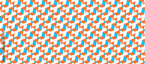 Colorful seamless background with geometric shapes in isometry. Vector pattern with simple shapes.