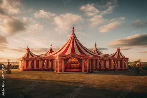 huge and colorful circus tent