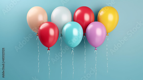 Multicolored helium balloons  part of the decorations for a Birthday  wedding or festival.