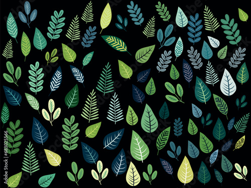 flat vector topical leaf seamless pattern background illustration manually created