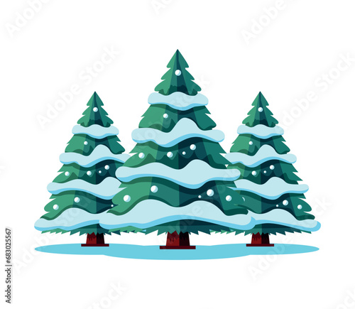 Christmas tree with snow vector illustration manually created