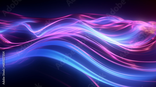 3D Rendered Neon Glow Abstract Backgrounds: Magenta Tones, Dynamic Ribbons, Virtual Clouds & Glowing Geometric Shapes in Dark Settings for Futuristic, Energy-Themed Wallpapers - generativ ai
