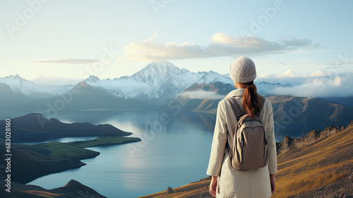 back view of a woman looking into the landscape