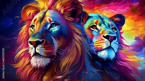 leões coloridos  photo