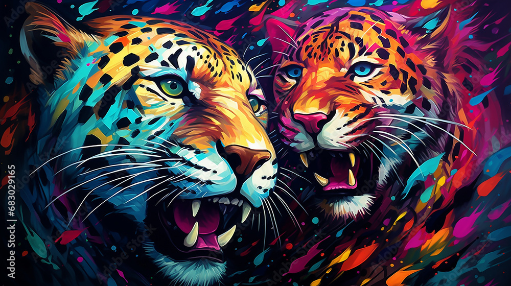 leopardos coloridos 