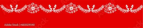 Banner con decorazione festone bianco su sfondo rosso