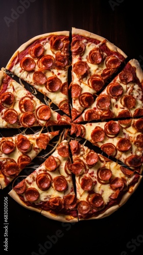 pizza slices arranged in a spiral pattern, emphasizing the symmetrical beauty...