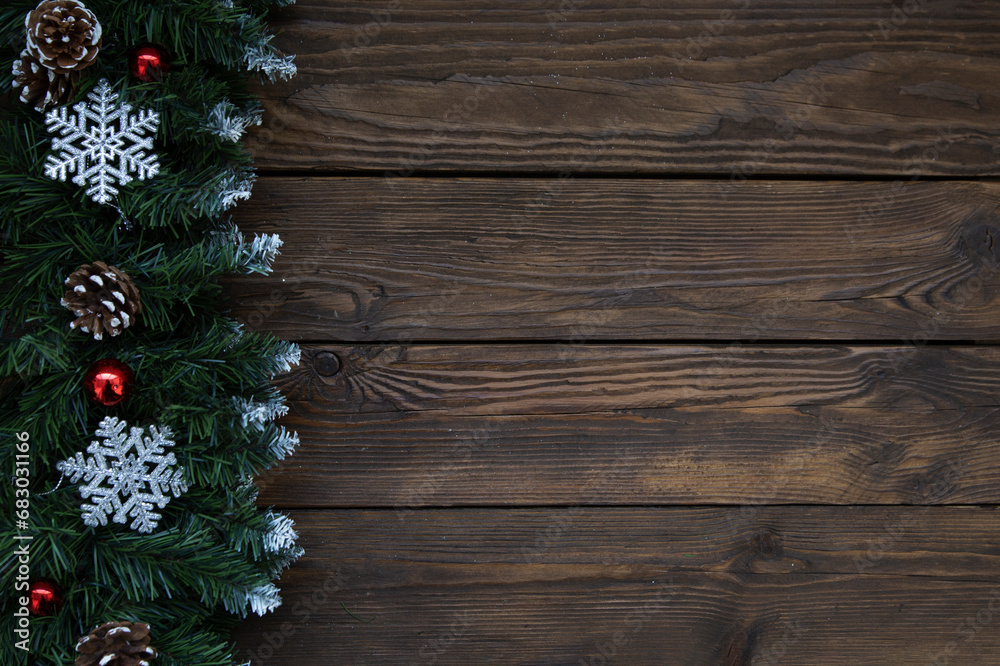 Christmas background with branches of a Christmas tree and decorations. Flatley with copy space. Celebrating Christmas and New Years. Christmas background with branches of a Christmas tree and decorations. Flatley with copy space. Celebrating Christmas and New Years.