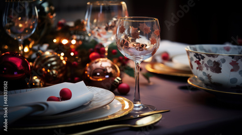 table de fête avec vaisselle et décoration soignée photo