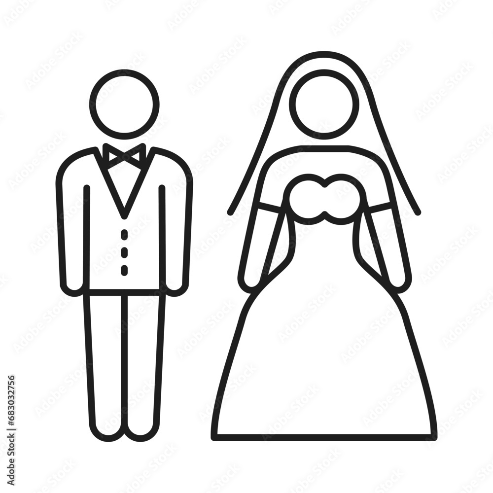 Icons representing brides, weddings, and couples Icons representing brides, weddings, and couples