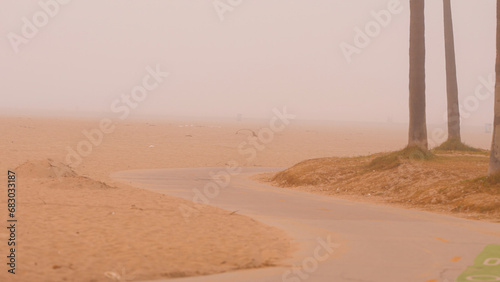 Venice Beach and Ocean Front Walk on a foggy day - travel photography