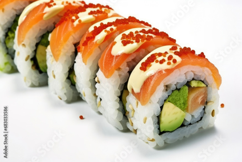 Healthy rice japanese food sushi delicious fish seafood fresh salmon