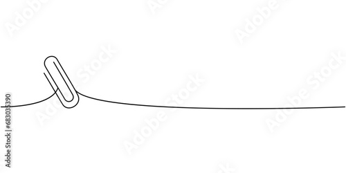 Paper clip, school supplies one line continuous drawing. Back to school continuous one line illustration. Vector minimalist linear illustration.