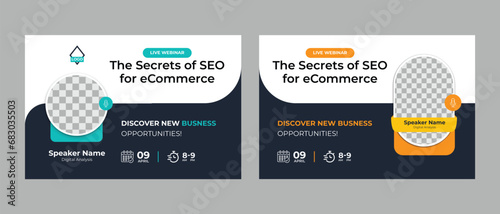 creative invitation web banner live conference flyer social media design. webinar business strategies workshop, training & meeting poster template