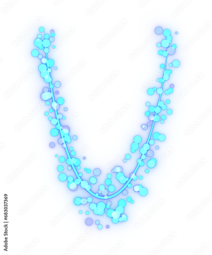Glittering circles' curve particle. 3d rendering.