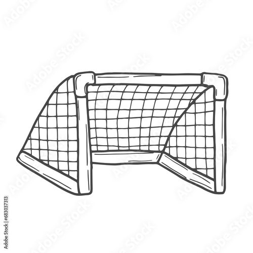 Doodle soccer goal net in vector sketch