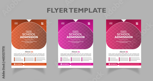 Modern and abstract School/College/University Admission flyer set |  Abstract shapes admission flyer | 3 different Gradients | (ID: 683037978)