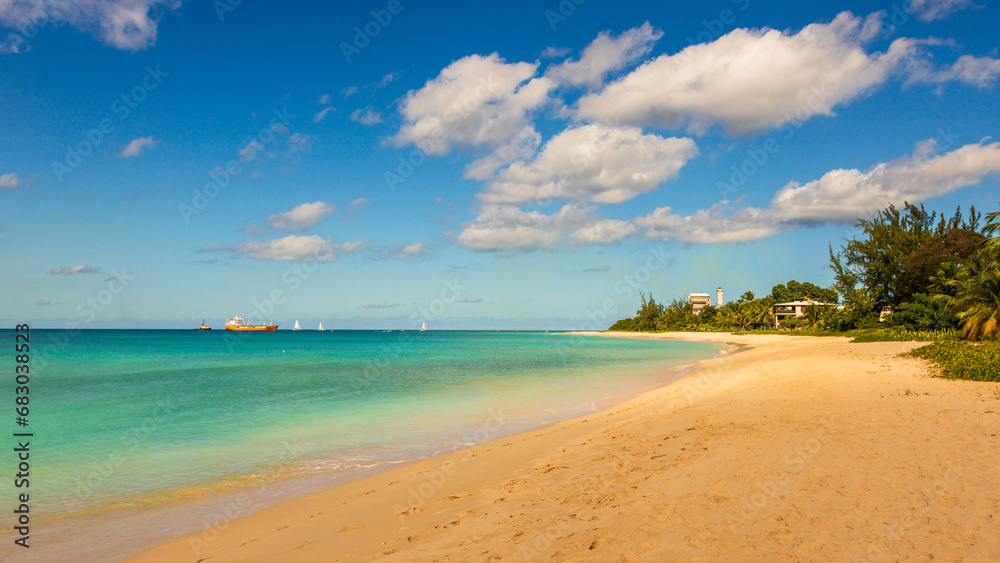 Barbados Island's Sandy Paradise Beach, Caribbean Island