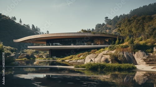 modern building set against a backdrop of natural beauty