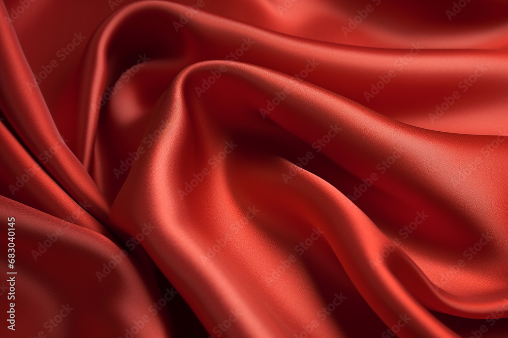 Fototapeta premium Red Silk Background - Dark Toned with Vignette - Created with generative AI tools