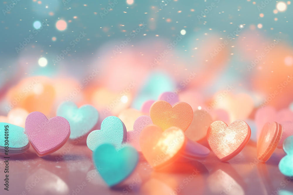 Pastel Heart Bokeh on a Pale Background - Created with generative AI tools Pastel Heart Bokeh on a Pale Background - Created with generative AI tools