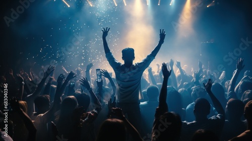professional dancer performing on stage  surrounded by a mesmerized crowd and pulsing beats