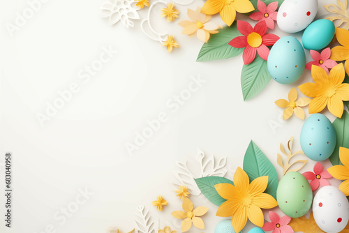 Vibrant Paper Craft Easter Decoration Concept with Floral Elements