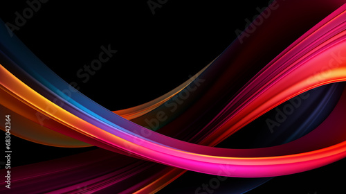 3D Rendered Neon Glow Abstract Backgrounds: Magenta Tones, Dynamic Ribbons, Virtual Clouds & Glowing Geometric Shapes in Dark Settings for Futuristic, Energy-Themed Wallpapers - generativ ai 