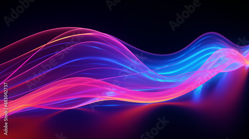 3D Rendered Neon Glow Abstract Backgrounds: Magenta Tones, Dynamic Ribbons, Virtual Clouds & Glowing Geometric Shapes in Dark Settings for Futuristic, Energy-Themed Wallpapers - generativ ai 