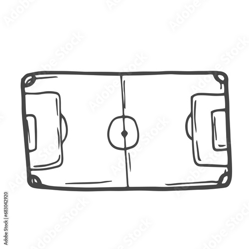 Football stadium or Soccer field. Sport drawing tournament design in doodles style. photo